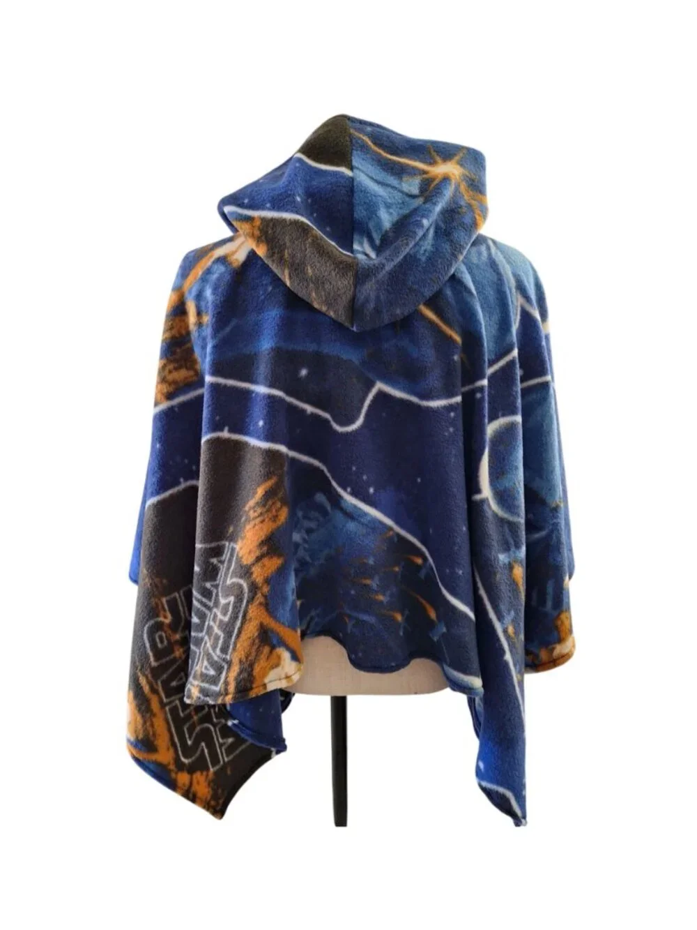 Star Wars Handmade Fleece Poncho Hooded Blue Galaxy Medium Adult Teen - Picture 2 of 10